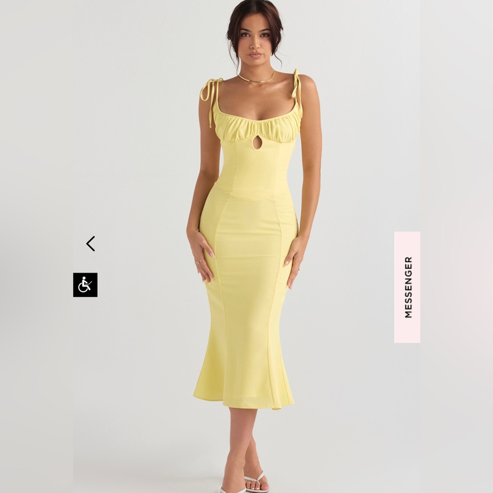 House of CB Soren buttercup cutout midi dress